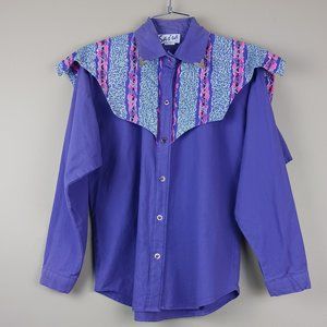 SASSA| Vintage Purple Western Southwestern Rodeo Button Down Shirt Sz Small